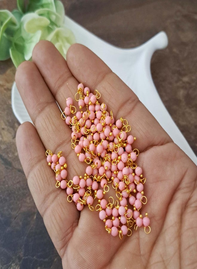 meryCraft Golden Finish Pink Color Seed Pearl Acrylic Beads for Jewellery Making, Jhumki & Necklace Making, Beading,Embroidery & Art&Crafts-(Size: 3 mm, Pack of 100 Pieces) - Image 4